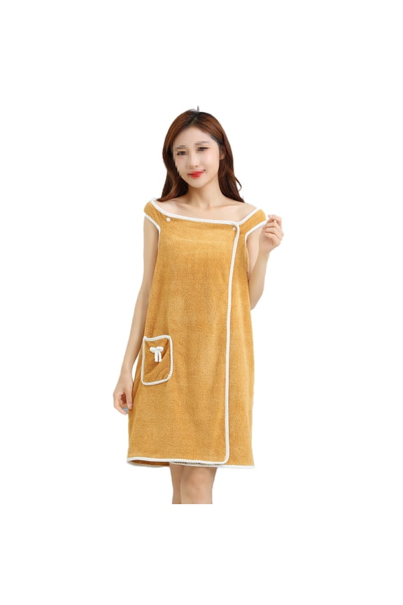 Off Shoulder Wearable Bath Towel Wrap Women Water Absorbent Beach Spa Gym Bathrobes Slip Dress