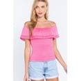 thumbnail image 1 of Off Shoulder W/lace Smocked Top L, 1 of 16