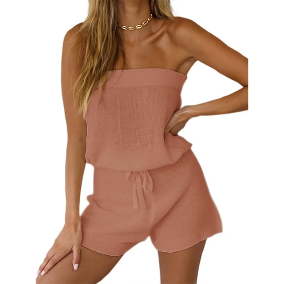 Off Shoulder Women Casual 2 Pieces Tank Tops & Elastic Waist Shorts Suit