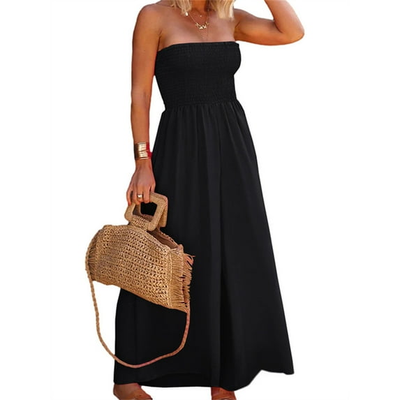 Off Shoulder Women Elastic Slim Long Wide Leg Jumpsuits