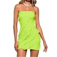 thumbnail image 1 of Off Shoulder Women Strapless Slim Ifit Ruffle Club Bodycon Mini Dress, 1 of 6