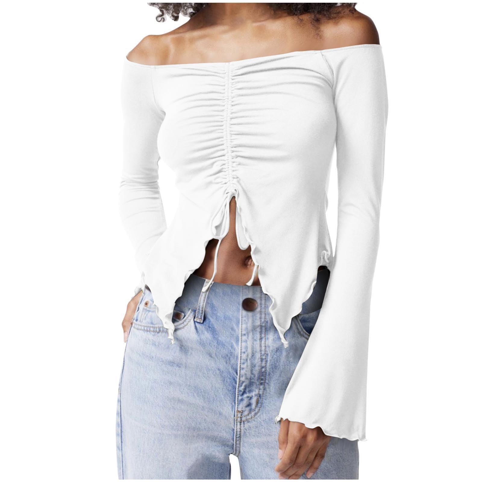 Off Shoulder Y2k Tops for Women Trendy Casual Long Sleeve Off Shoulder Y2k Tops for Women Trendy Casual Long Sleeve