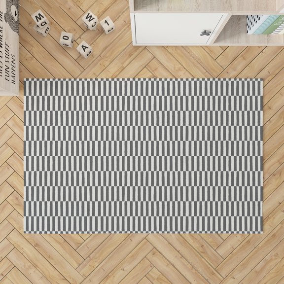 Off Stripe Ivory Charcoal Kids Play Mat