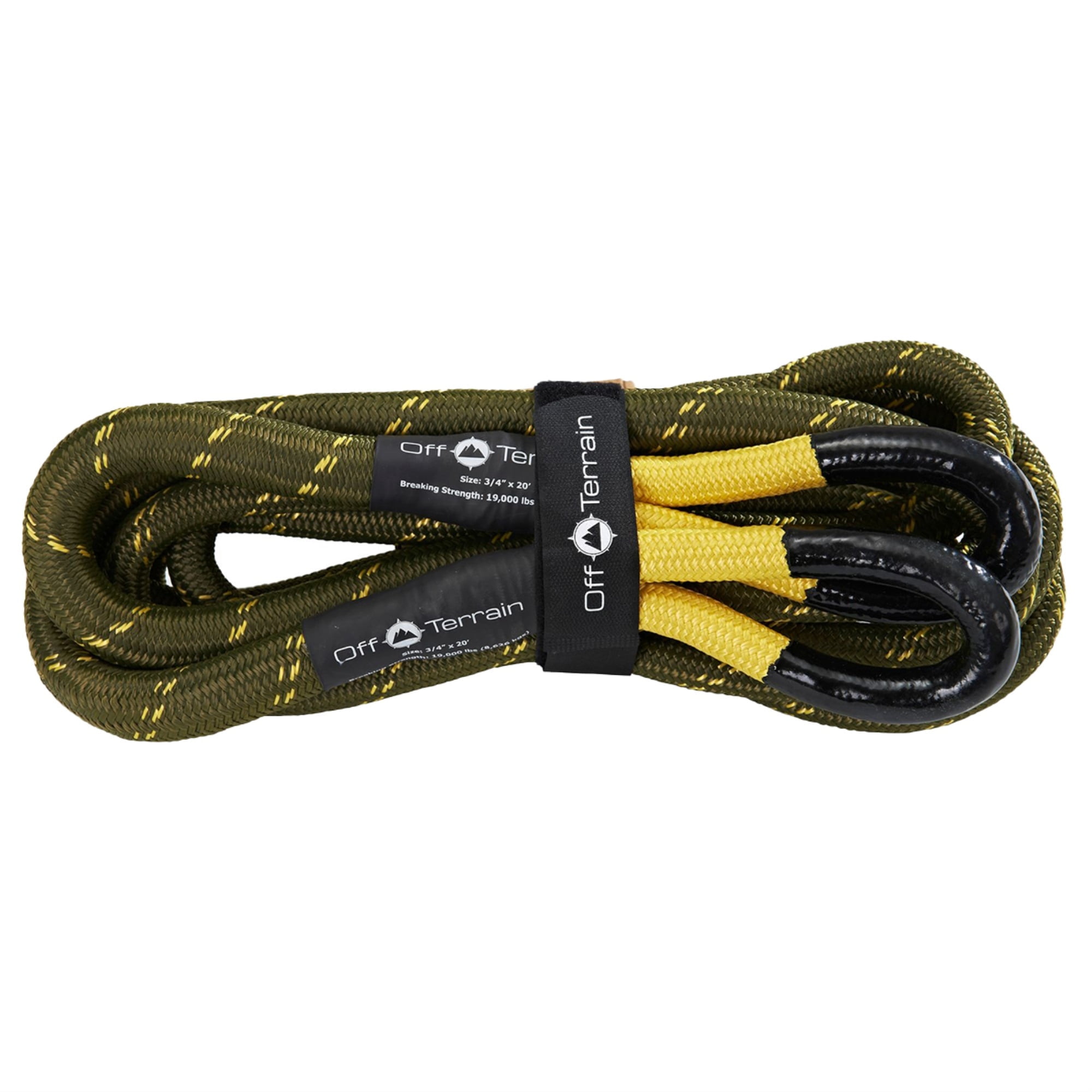 Off Terrain Heavy Duty 3/4" x 20' Kinetic Recovery Rope with Storage Bag - 19,000 lb Breaking Strength