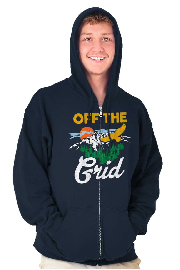 Off The Grid Camping Relax Nature Unisex Fleece Graphic Zip Up Hoodie Brisco Brands 4X