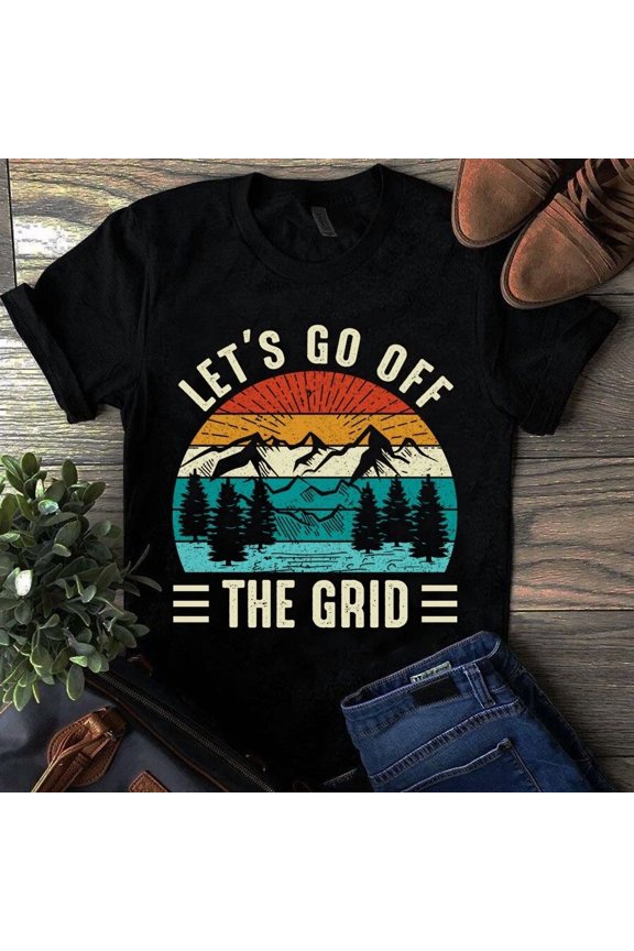 Off The Grid Mountain Hiking Nature Adventure Vintage Unisex T-Shirt, up to size 5XL