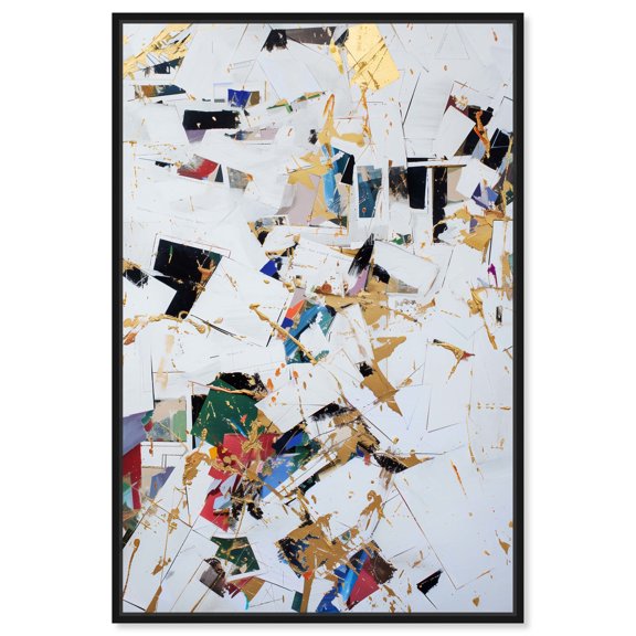 Off The Record Minimalist Collage Style Canvas Wall Art by Art Remedy, Black Floater Frame, 30"x45"