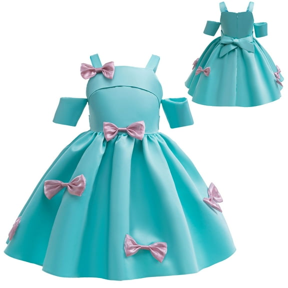 Off The Shoulder Flower Girl Dress Satin Princess Little Girls Wedding Bridesmaid Holiday Ball Gown, Size 4-5