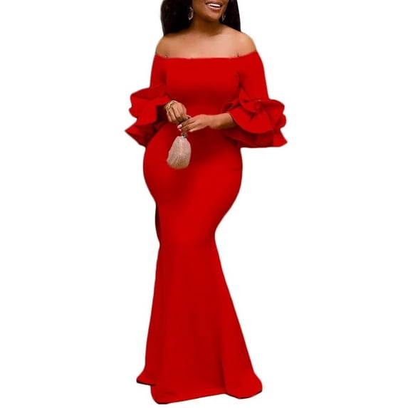 Off The Shoulder Mermaid Prom Dress Pleated Backless Evening Formal Ball Gown