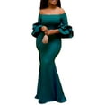thumbnail image 1 of Off The Shoulder Mermaid Prom Dress Pleated Backless Evening Formal Ball Gown, 1 of 8