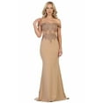thumbnail image 1 of Women's May Queen Off The Shoulder Formal Gown Champagne Goldish Beige 2, 1 of 10