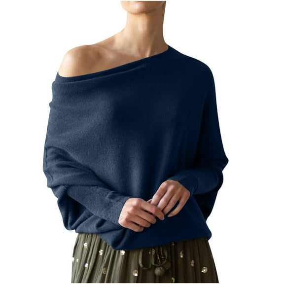 Off The Shoulder Sweater Sevevn Women's Off Shoulder Loose Long Sleeved Knitted Sweater