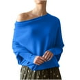 thumbnail image 1 of Off The Shoulder Sweater Sevevn Women's Off Shoulder Loose Long Sleeved Knitted Sweater, 1 of 6