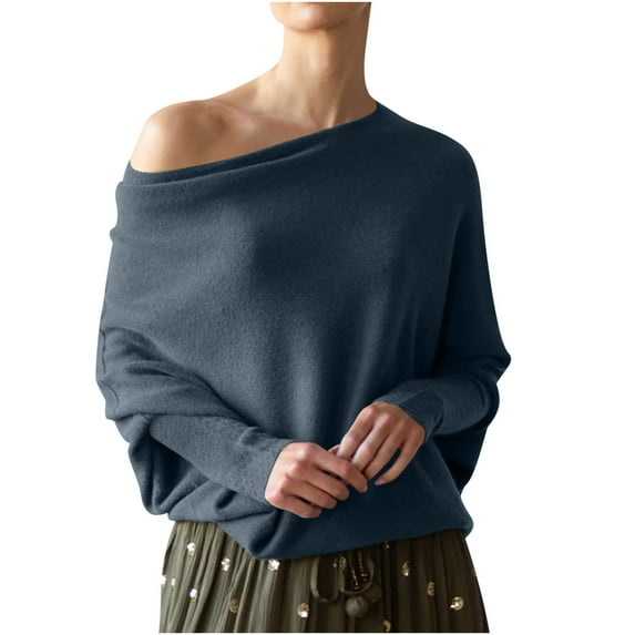 Off The Shoulder Sweater Sevevn Women's Off Shoulder Loose Long Sleeved Knitted Sweater