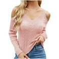 thumbnail image 1 of Off The Shoulder Sweater Sevevn Womens Casual Solid Color Off Shoulder Long Sleeved Sweater, 1 of 6
