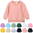 thumbnail image 1 of Off The Shoulder Sweater Toddler Baby Boy Girl Pullover Sweatshirt, Solid Color Infant Crewneck Kids Cotton Premium Bottom Fork Warm, 1 of 8