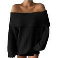 thumbnail image 1 of Off The Shoulder Sweater for Women Oversized Batwing Sleeve Loose Ribbed Knit Pullover Sweaters Going Out Jumper Tops, 1 of 8