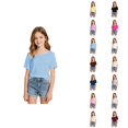 thumbnail image 1 of Off The Shoulder Tops for Girls Short Sleeve Fashion Tunic T Shirts Summer Loose Fit Going out Tops 7-12 Years, 1 of 6