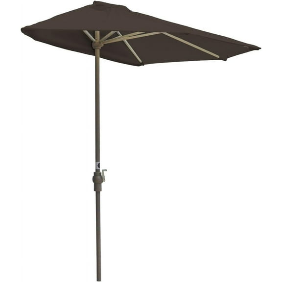 Off-The-Wall Brella Sunbrella Half Umbrella, 7.5'-Width, Walnut