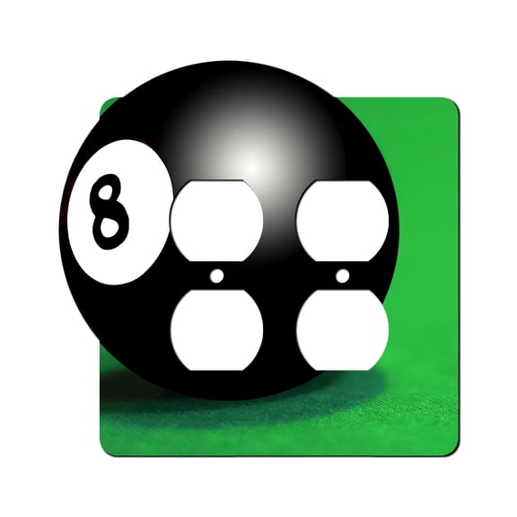 Off The Wall Plates - 8 Ball Pool Billiards Classic Decorative Acrylic Cover Double Outlet Wallplate