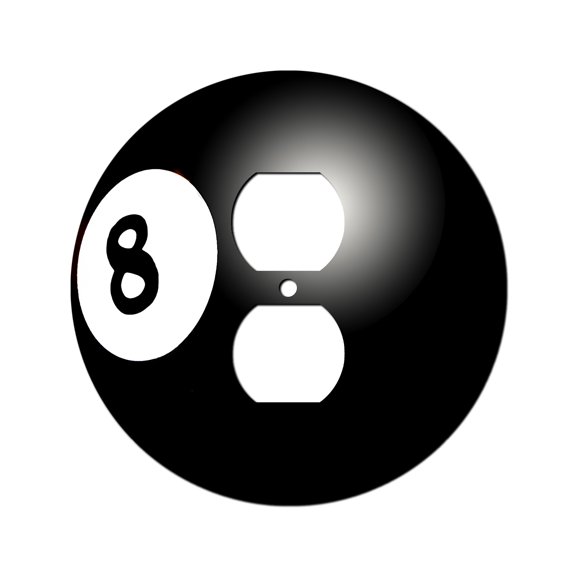 Off The Wall Plates - 8 Ball Pool Billiards Classic Decorative Acrylic Cover Single Outlet Wallplate