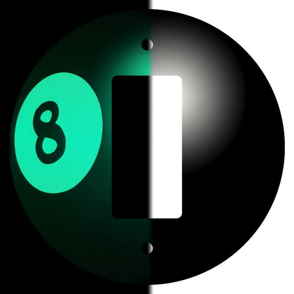 Off The Wall Plates - 8 Ball Pool Billiards Glow in the Dark Decorative Acrylic Cover Single Paddle Rocker Wallplate