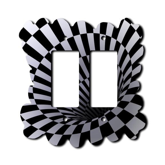 Off The Wall Plates - Black Optical Illusion - Double Gang Paddle Rocker