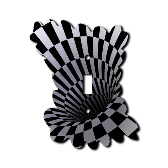 Off The Wall Plates - Black Optical Illusion - Single Gang Light Switch