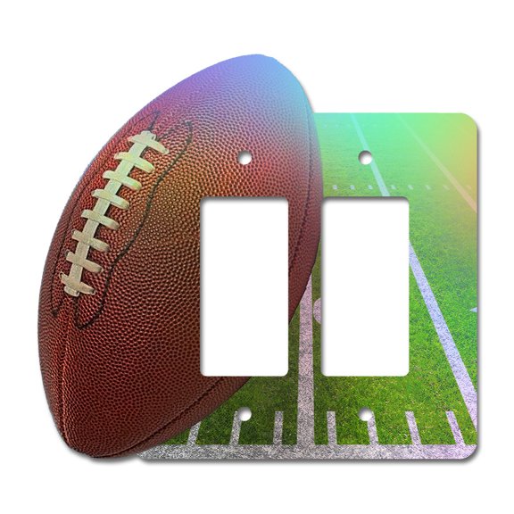 Off The Wall Plates - Football - Sports Theme Holographic Decorative Acrylic Cover Double Paddle Rocker Wallplate