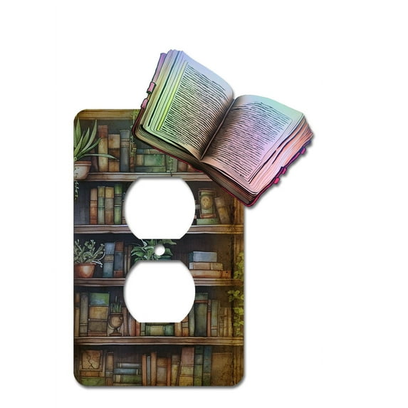 Off The Wall Plates - Gothic Library Holographic Decorative Acrylic Cover Single Outlet Wallplate
