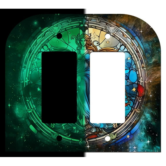 Off The Wall Plates - Libra Zodiac Glow in the Dark Decorative Acrylic Cover Double Paddle Rocker Wallplate
