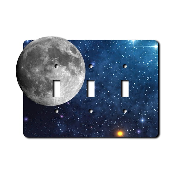 Off The Wall Plates - Moon Outer Space - Triple Gang Light Switch