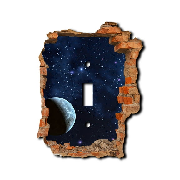Off The Wall Plates - Night Sky Hole in Wall - Single Gang Light Switch