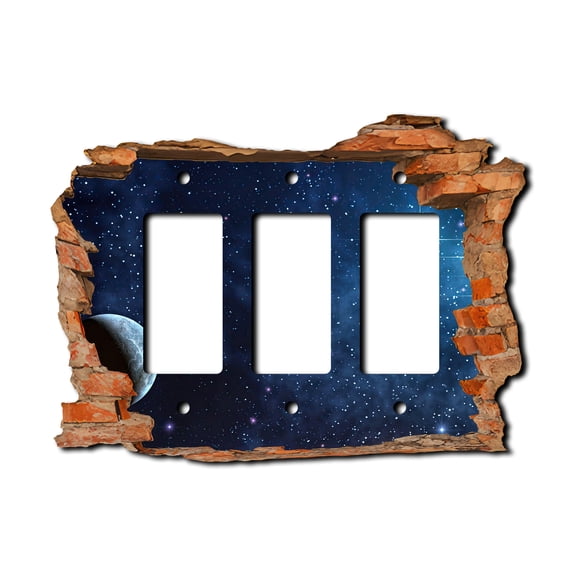 Off The Wall Plates - Night Sky Hole in Wall - Triple Gang Paddle Rocker