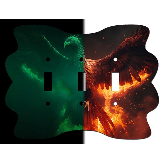 Off The Wall Plates - Phoenix Fire Bird Glow in the Dark Decorative Acrylic Cover Triple Light Switch Wallplate