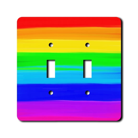 Off The Wall Plates - Rainbow Painted look - Double Gang Light Switch