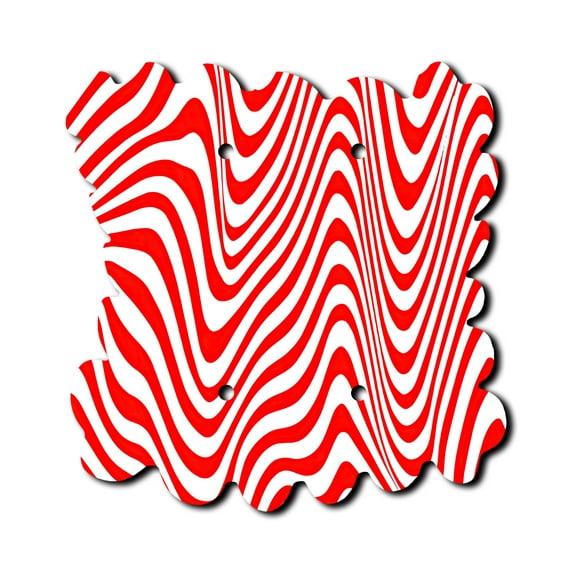 Off The Wall Plates - Red Squigley Lines - Double Gang Blank Cover