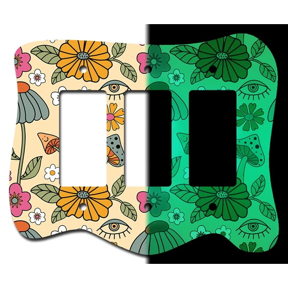 Off The Wall Plates - Retro Style 7 Glow in the Dark Decorative Acrylic Cover Triple Paddle Rocker Wallplate