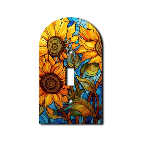 Off The Wall Plates - Stained Glass Look Sunflowers Classic Decorative Acrylic Cover Single Light Switch Wallplate