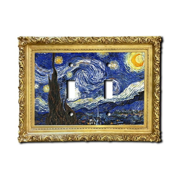 Off The Wall Plates - Starry Night Painting - Double Gang Light Switch