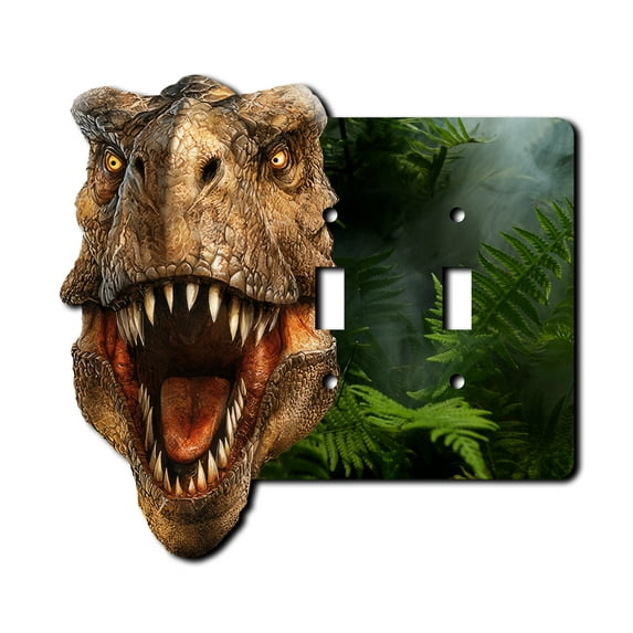 Off The Wall Plates - T-Rex Dinosaur - Double Gang Light Switch Wallplates