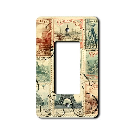 Off The Wall Plates - Vintage Stamps Classic Decorative Acrylic Cover Single Paddle Rocker Wallplate