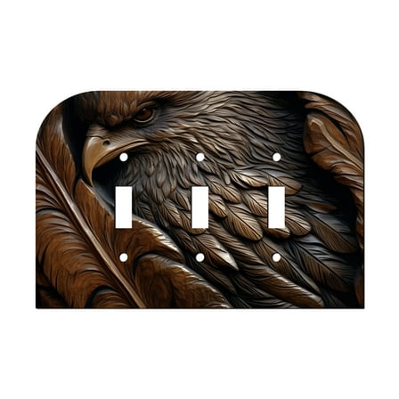 Off The Wall Plates - Wooden Look Eagle Classic Decorative Acrylic Cover Triple Light Switch Wallplate
