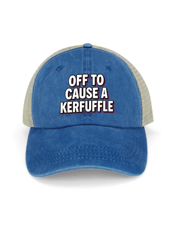 Off To Cause A Kerfuffle Dark Blue Baseball Cap for Men Women, Adjustable Snapback Hats Trucker Hat