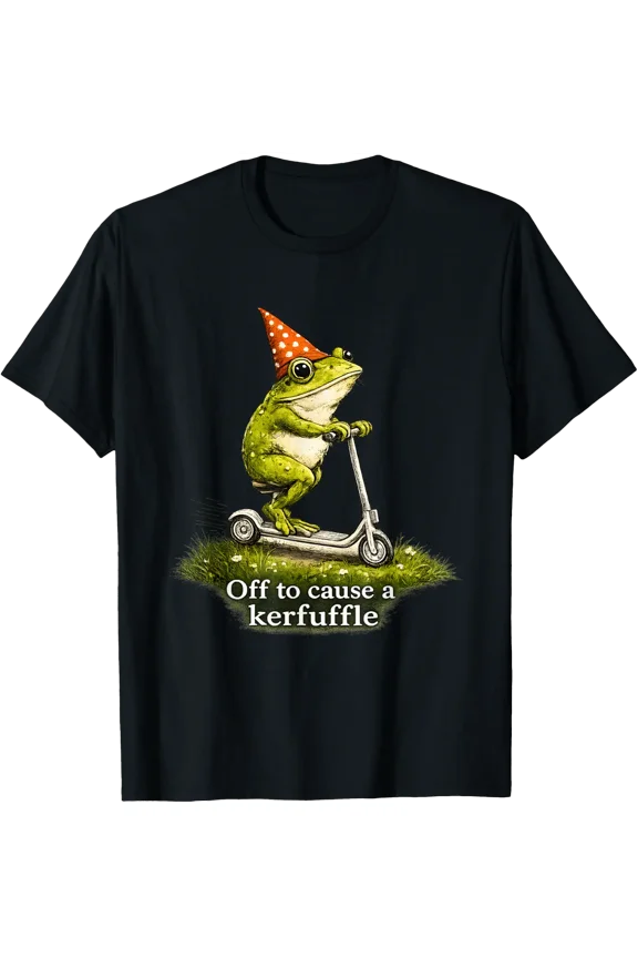 Off To Cause A Kerfuffle Frog Weirdcore Sayings Unique T-Shirt Size S-5XL