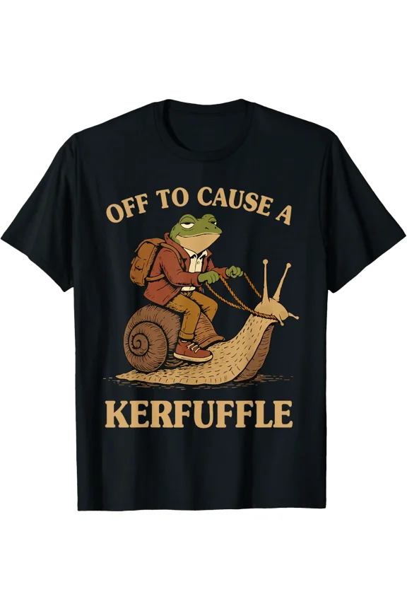 Off To Cause A Kerfuffle Frog Weirdcore Sayings Unique T-Shirt Size S-5XL
