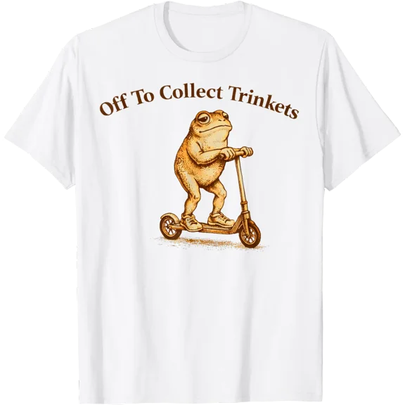 Off To Collect Trinkets Funny Frog Meme Humor Vintage Retro T-Shirt