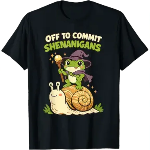 Off To Commit Shenanigans Funny Dark Fantasy Frog Kids Meme T-Shirt , Vintage T-Shirt