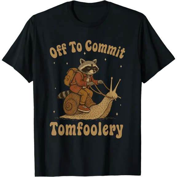 Off To Commit Tom Foolery Raccoon Riding Snail Raccoon T-Shirt , Vintage T-Shirt