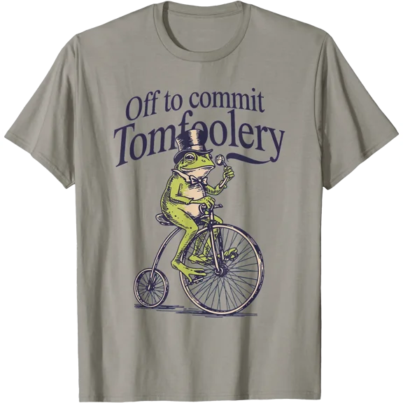 Off To Commit Tomfoolery Frog Meme Humor Vintage T-Shirt